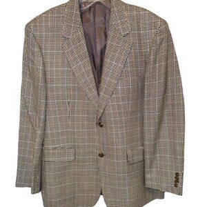 Ralph Lauren 100% Silk Mens Houndstooth Sport Coat Blazer Jacket Old Money 40R